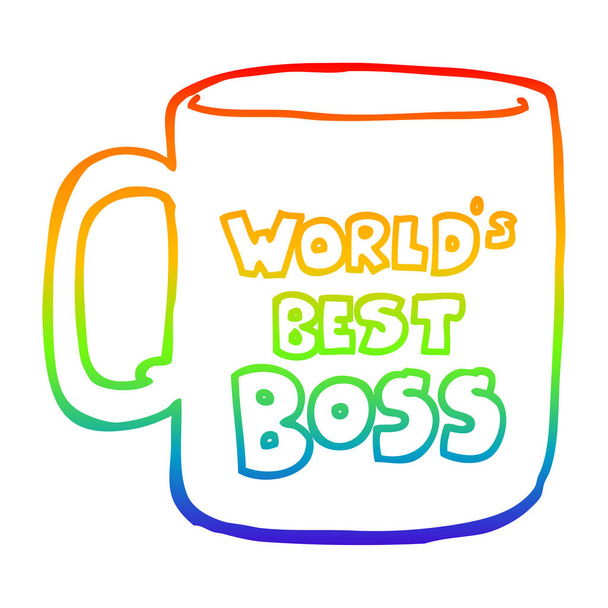 rainbow gradient line drawing worlds best boss mug - Vector, Image
