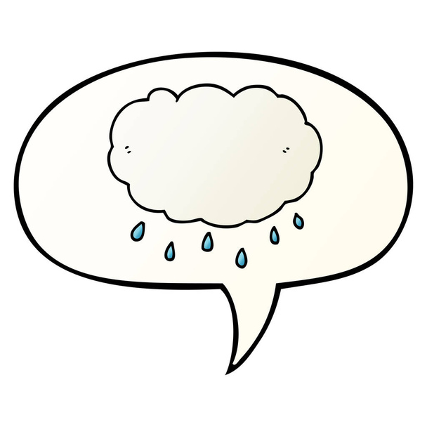 düzgün degrade tarzında karikatür yağmur bulutu ve konuşma balonu - Vektör, Görsel