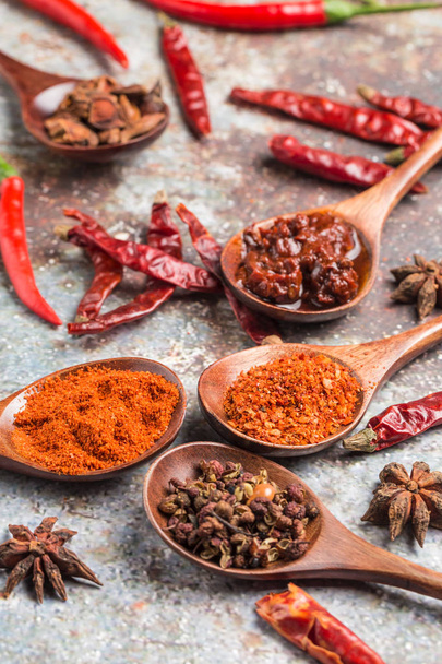 A variety of different flavors of chilies - Photo, Image