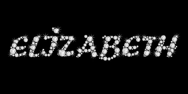 το όνομα elizabeth σε bling διαμάντια λέξη στυλ γραμματοσειράς - Φωτογραφία, εικόνα