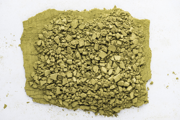 top view of matcha tea powder on white table  - Photo, Image