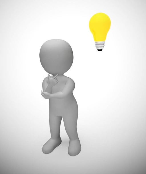 Idées et concept d'inspiration représentés par une ampoule - 3d illu
 - Photo, image