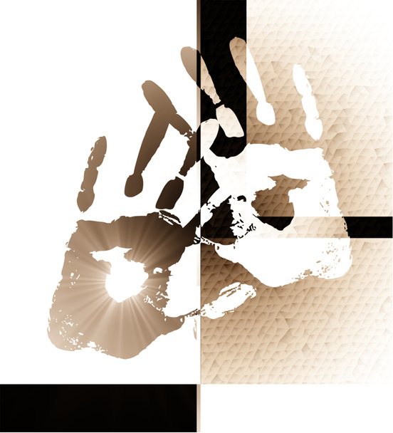 Affiche avec main noire et blanche. Illustration du racisme
. - Photo, image