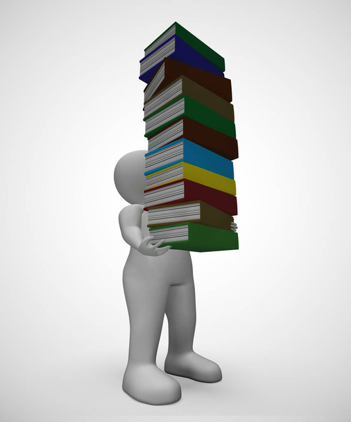 Bilgi ve okuryazarlık kazanmak için okumak için kitap yığını - 3d il - Fotoğraf, Görsel