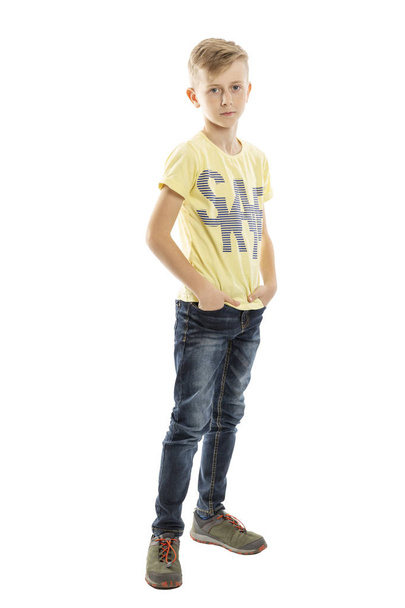 Teenager full growth. Difficult transitional age. Isolated on a white background. - Foto, Imagem