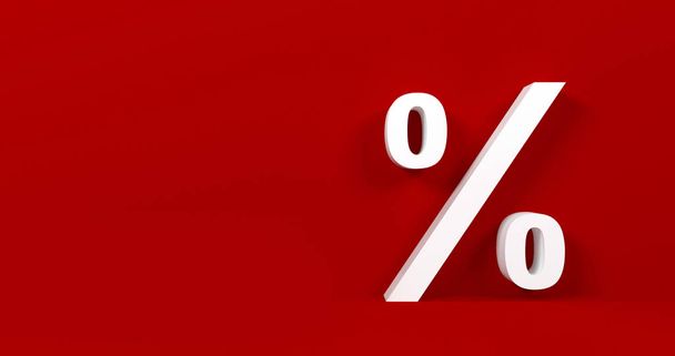 Finance, banking, commission and tax concept. Percentage symbol isolated on red background. - Zdjęcie, obraz