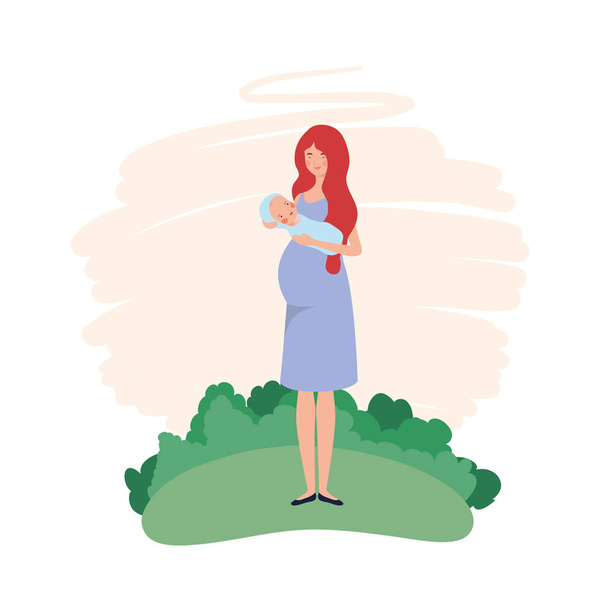 Isolated mother with baby design - Vector, Image