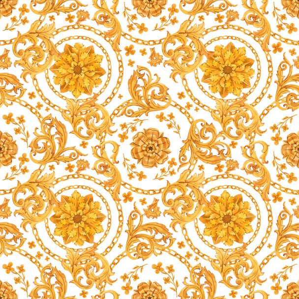 Golden baroque rich luxury pattern - Foto, afbeelding