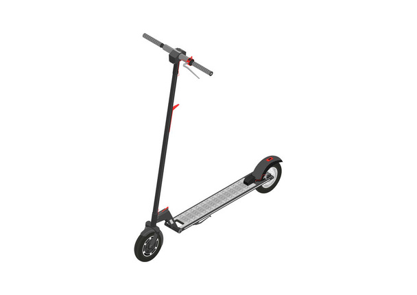 Electric scooter. Modern electric kick scooter. Isometric view. Flat vector. - Vetor, Imagem