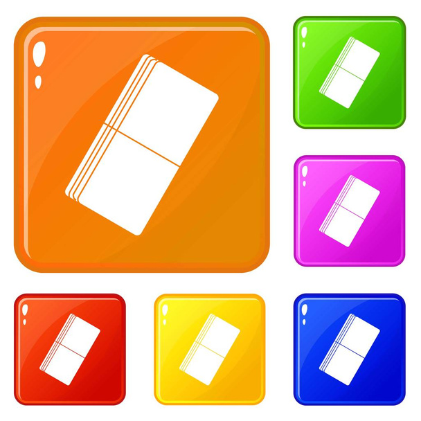 Eraser icons set vector color - Διάνυσμα, εικόνα