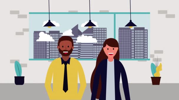 ζευγάρι επιχειρήσεων στους χαρακτήρες Avatar του Office - Πλάνα, βίντεο