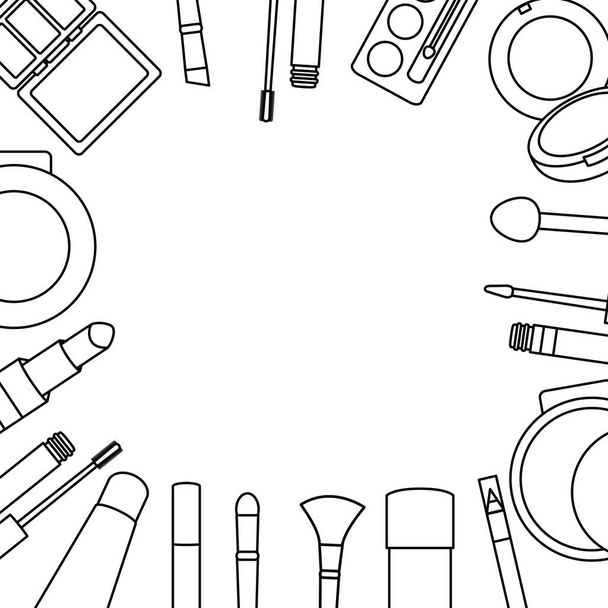 set of make up accessories drawing - Вектор,изображение