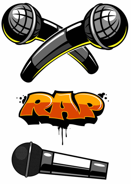 Microphone vector logo, rap battle concept, three stage microphones set vector. - Vector, imagen