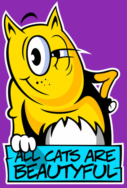 Funny cartoon style beautyful cat character, cartoon style image. - Διάνυσμα, εικόνα