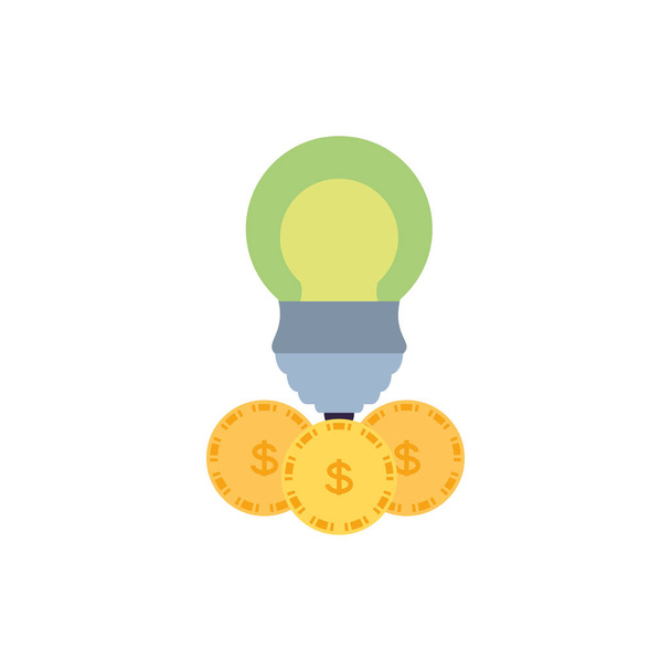 Energiesparlampe mit Münzen - Vektor, Bild