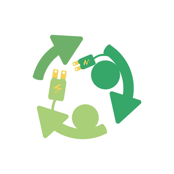 recycling arrows symbol with plugs energy - Vector, Image