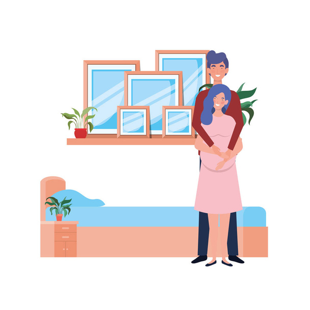 Isolated pregnant woman and man design - Vector, Image