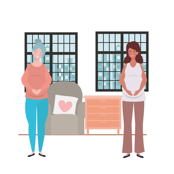 Izolált terhes nők design vektor illusztráció - Vektor, kép