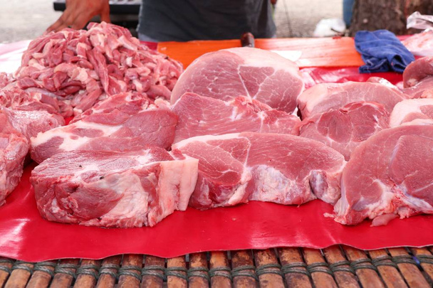 fresh pork meat in market - Photo, Image