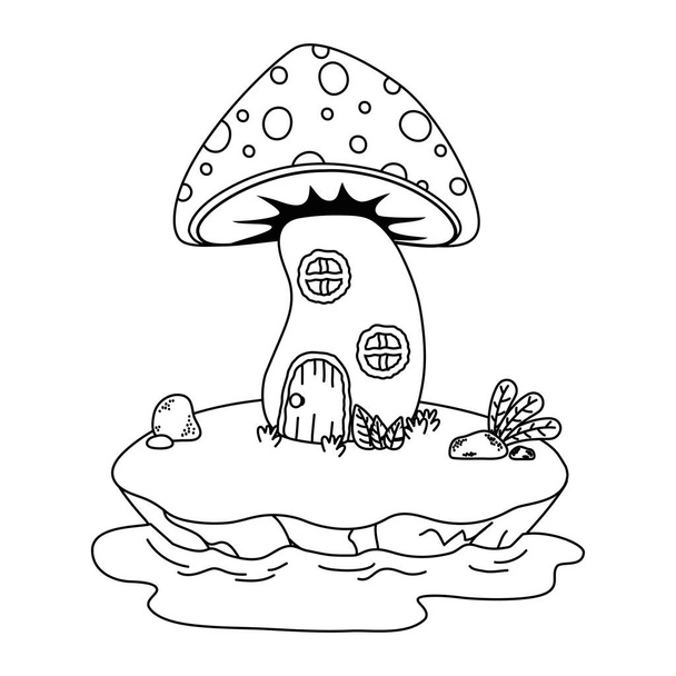 Mushroom house of fairytale design vector illustration - Vector, Image
