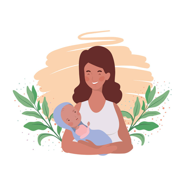 Geïsoleerde moeder met baby design - Vector, afbeelding