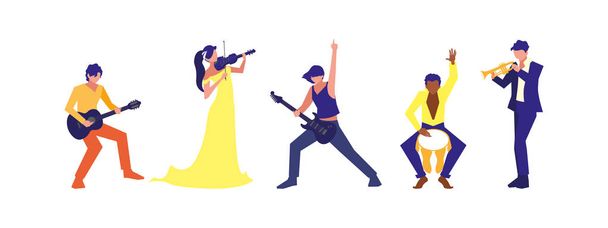 musicians people playing instrument orchestra - Vector, Image