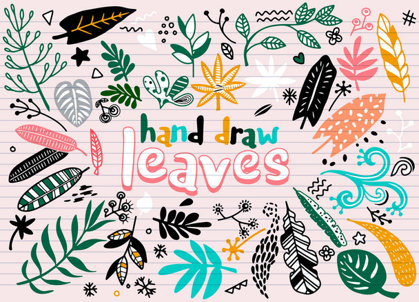 Elementos de la vendimia vectorial dibujados a mano (laureles, hojas, flores
 - Vector, imagen