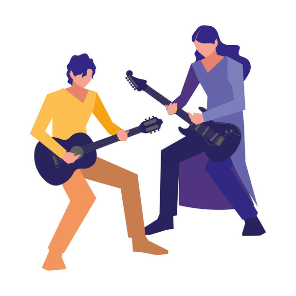 δύο άνδρες μουσικοί μουσικά όργανα - Διάνυσμα, εικόνα