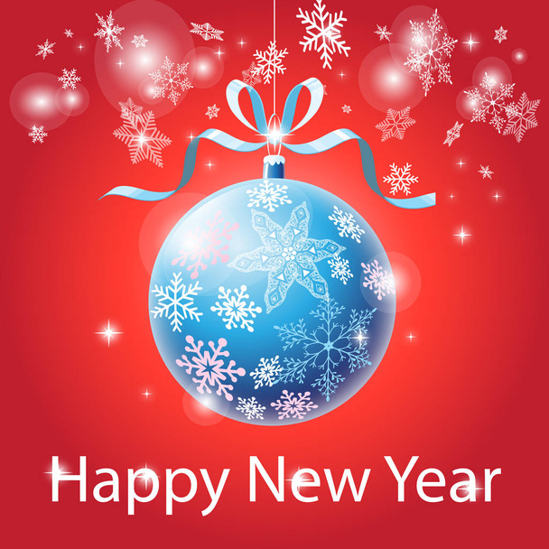New Year's eve card with holiday ball - Vector, Image