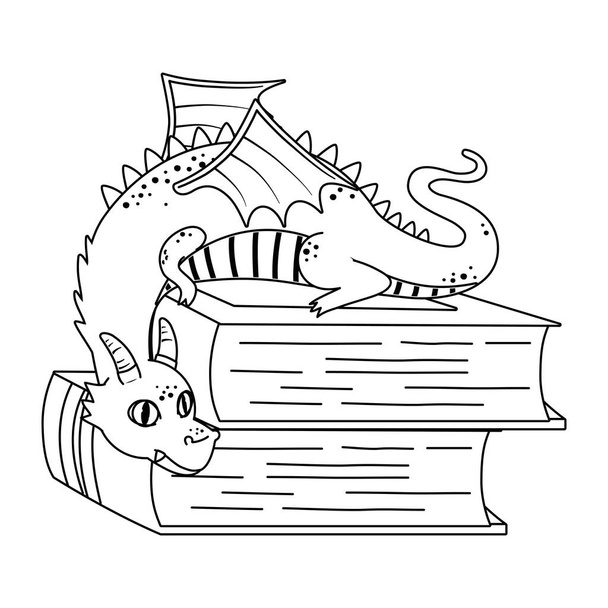 Középkori sárkány a mesebeli design vektor illusztráció - Vektor, kép