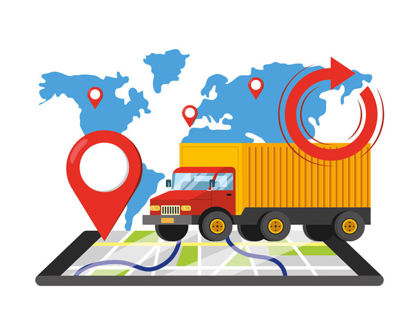 szállítási nyomonkövetési szolgáltatás szállítás logisztikai - Vektor, kép