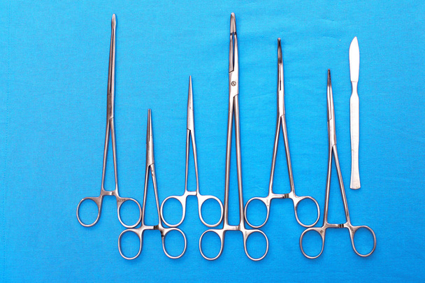 surgical instruments and tools including scalpels, forceps and - Photo, Image