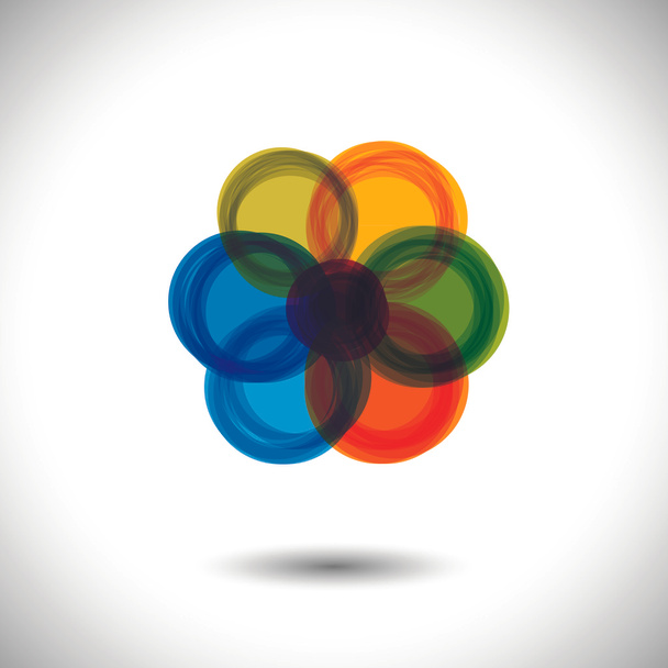 abstract colorful flower icon(sign)as circles- simple vector gr - Vector, afbeelding