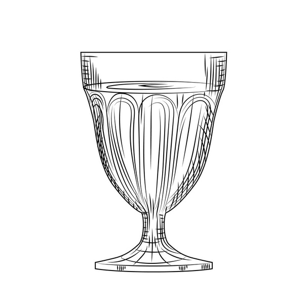 Croquis complet en verre de vin. Style gravure. illustration isolée
 - Vecteur, image