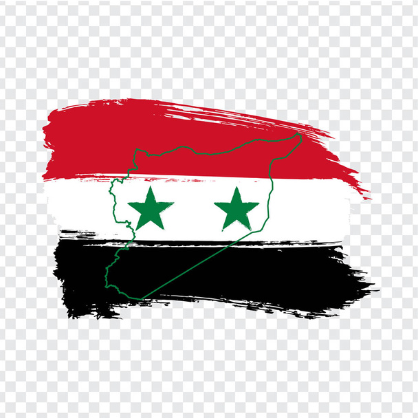 Прапор сирійської Арабської Республіки з мазків пензля та пустої карти Сирії Висока якість карти Сирії і прапор на прозорих фоні. Вектор запасу. Eps10. - Вектор, зображення