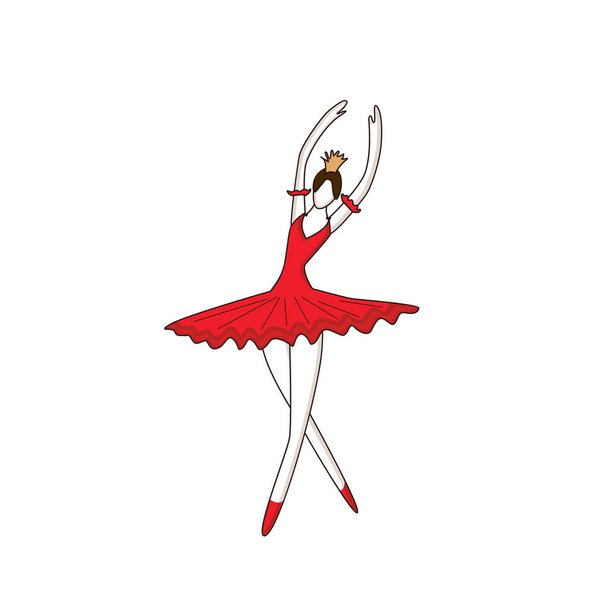 Tanssivaa ballerinaa. Nuori Ballerina punainen mekko taikasauva ja kruunu
 - Vektori, kuva