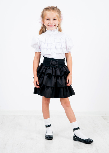 cute little girl in school uniform - Fotoğraf, Görsel