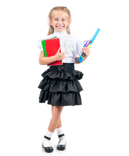 cute little girl in school uniform - Foto, Imagem