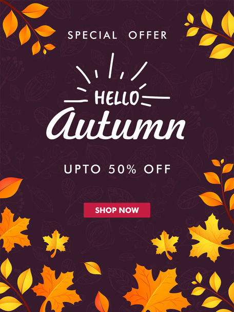 Template or flyer design of Hello Autumn with Special Offer and  - Vektori, kuva