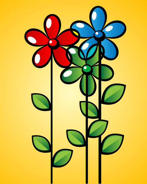 Three flowers background - Вектор,изображение