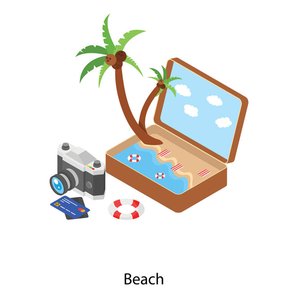 Izometrická ikona návrhu plážového vektoru  - Vektor, obrázek