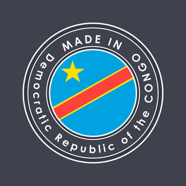 Flag of Democratic Republic of the Congo. Round Label - Vector, Image
