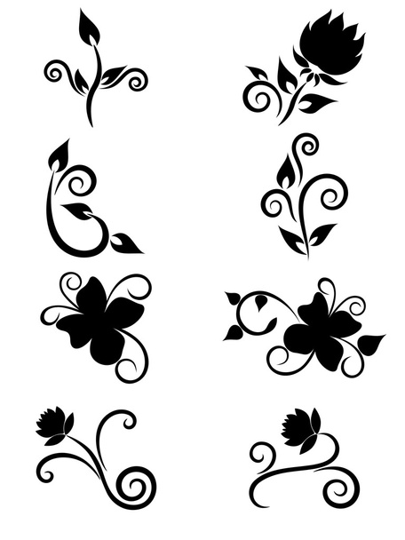 花のデザイン要素のセット - ベクター画像