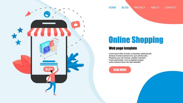 concept, buying online store. Website landing web page template - Vector, Image