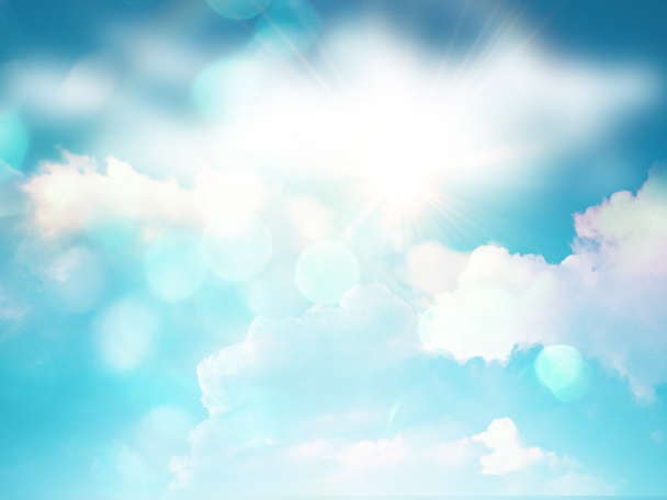 3d sonniger blauer Himmel mit weißen Wolken - Foto, Bild