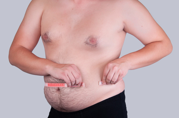 obézní muž s páskou opatření - Fotografie, Obrázek