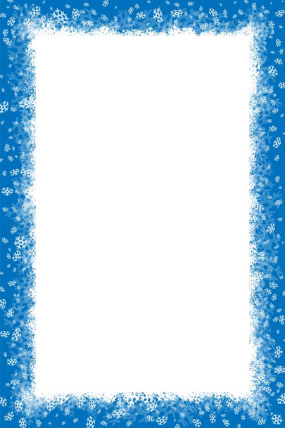 Merry Christmas Happy New Year border with white snowflakes winter background. - Vector, Image