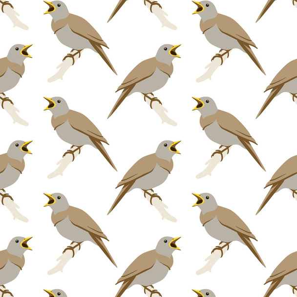 Seamless pattern of singing nightingale - Vektori, kuva