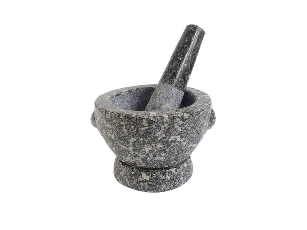 Mortar isolated on white background,with clipping paths. Mortar made of stone. - Photo, Image