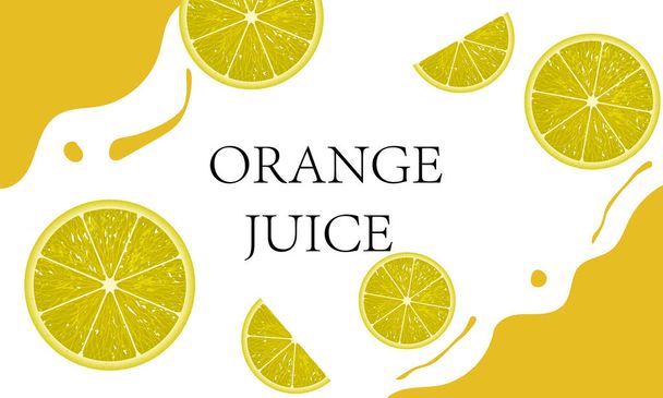 Background of juice and orange clips, vector art illustration. - Διάνυσμα, εικόνα